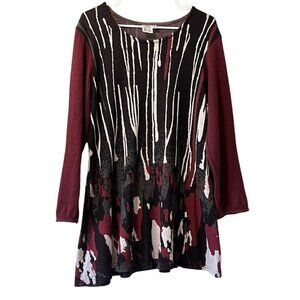 parsley &sage Colorful Sweater Tunic Boho Dress‎ long sleeve Size Large Peasant
